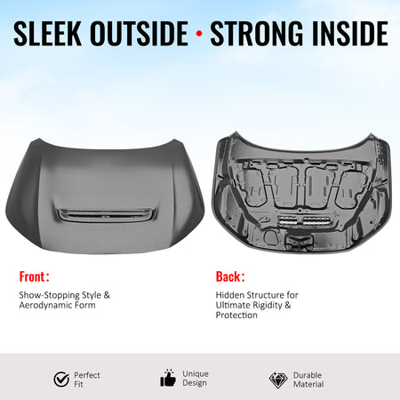 Fits 22-26 Honda Civic Type R Style Front Hood Vented Engine Bonnet Cover - Iron