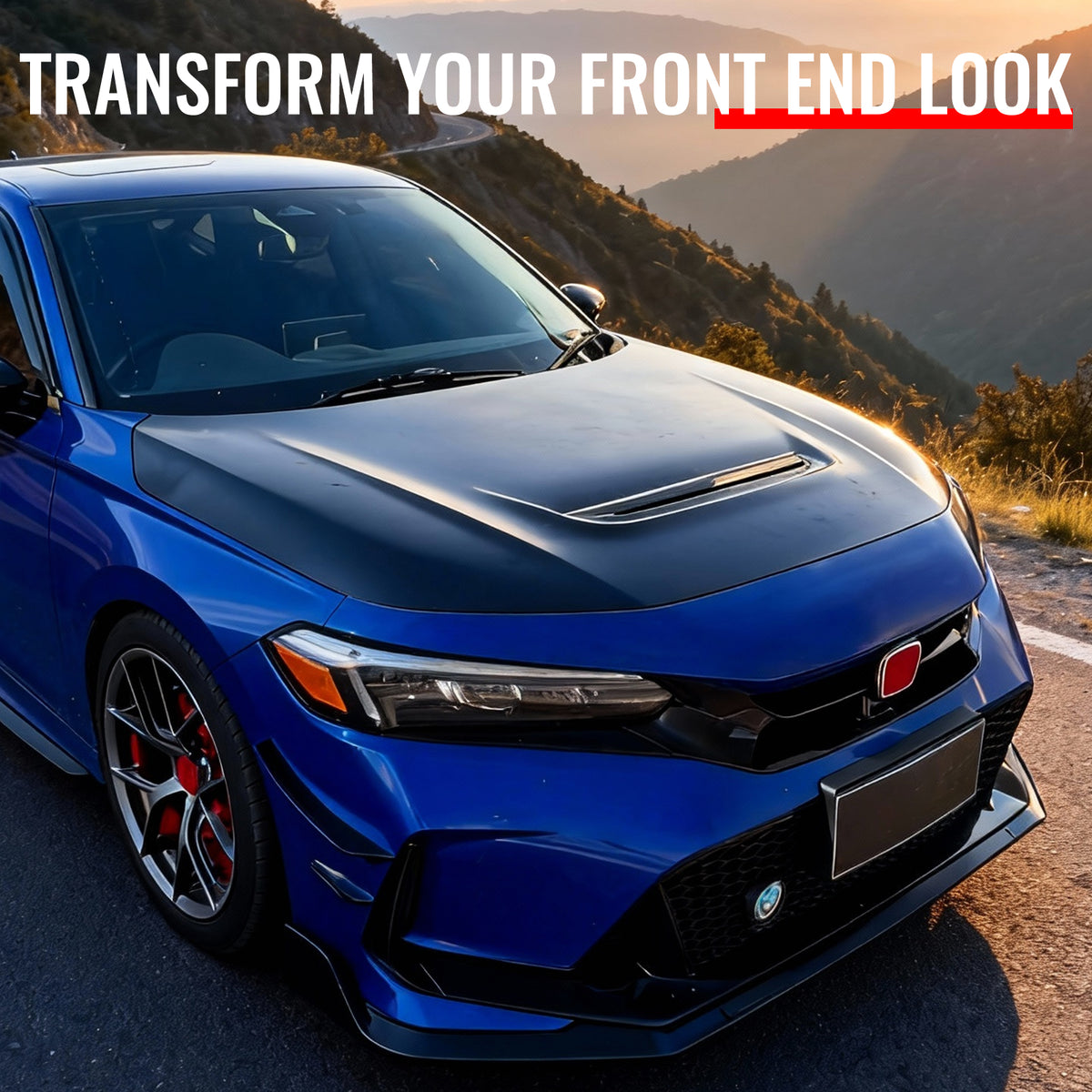 Fits 22-26 Honda Civic Type R Style Front Hood Vented Engine Bonnet Cover - Iron