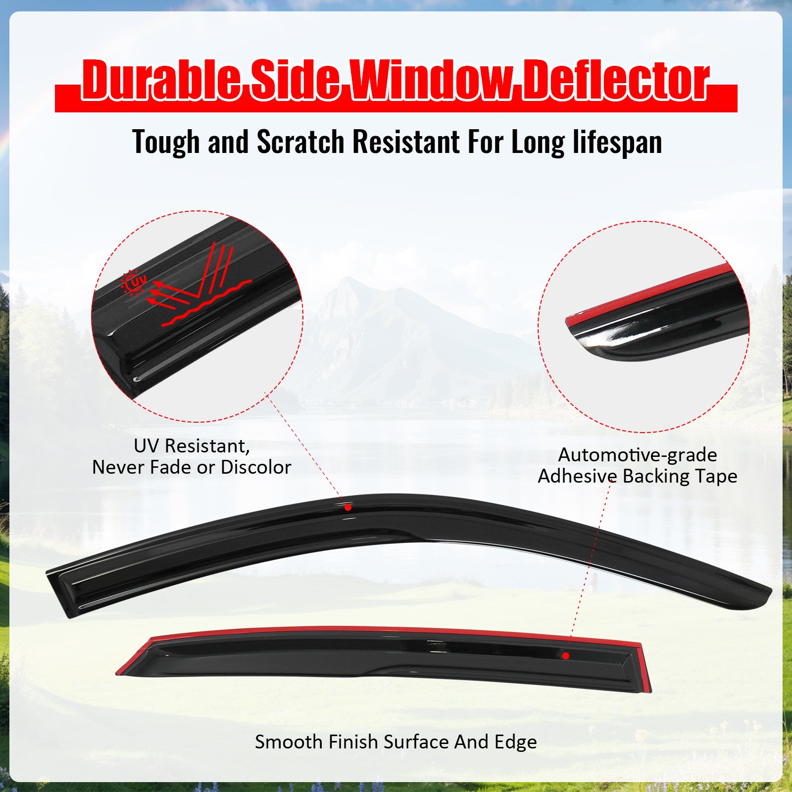 Fits 22-26 Honda Civic Hatchback Window Visors Mugen Style Rain Guard Deflector