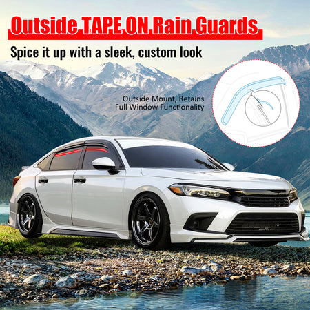 Fits 22-26 Honda Civic Hatchback Window Visors Mugen Style Rain Guard Deflector