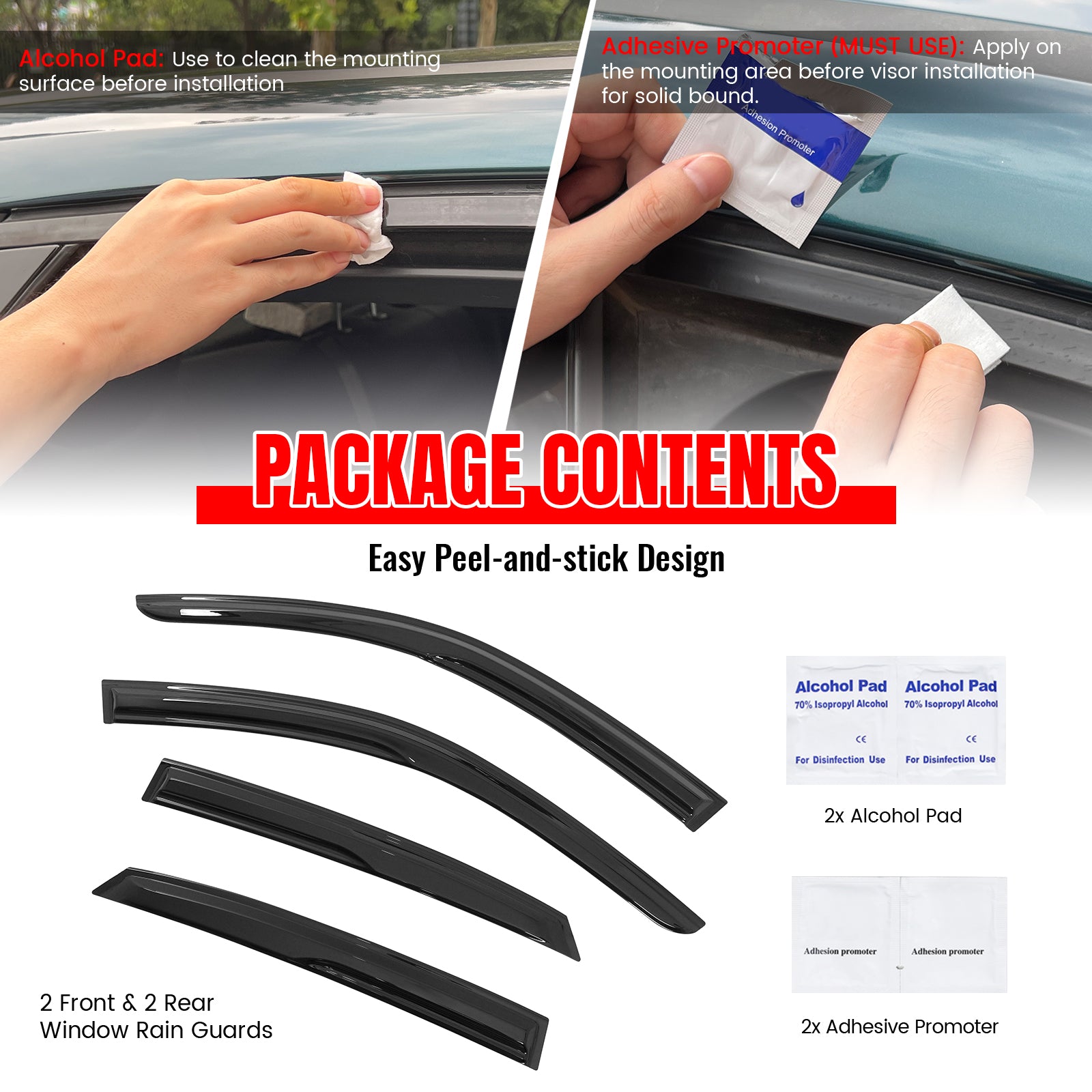 Fits 22-26 Honda Civic Hatchback Window Visors Mugen Style Rain Guard Deflector