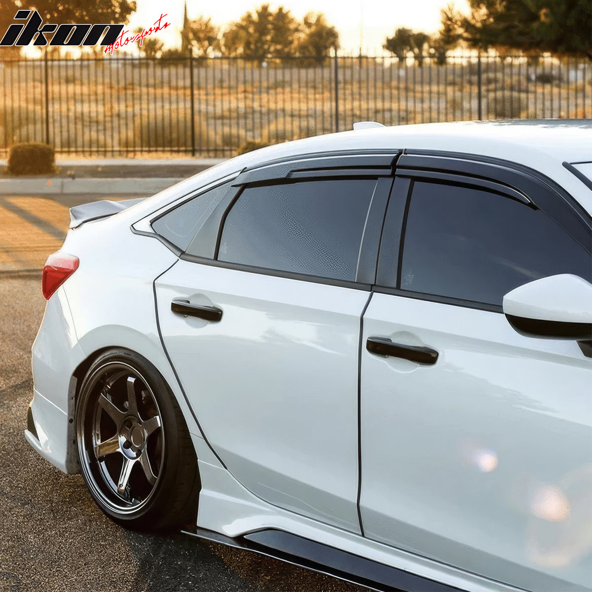 Fits 22-26 Honda Civic Hatchback Window Visors Mugen Style Rain Guard Deflector