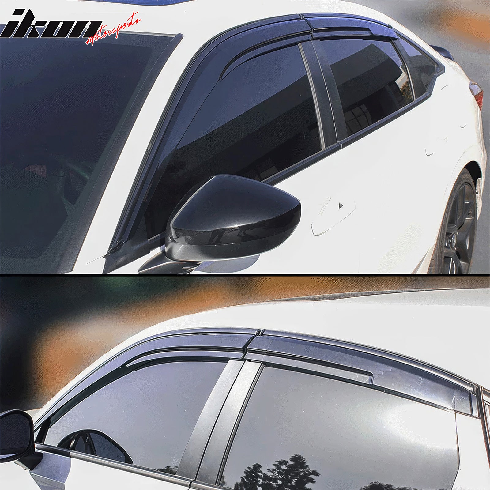Fits 22-26 Honda Civic Hatchback Window Visors Mugen Style Rain Guard Deflector