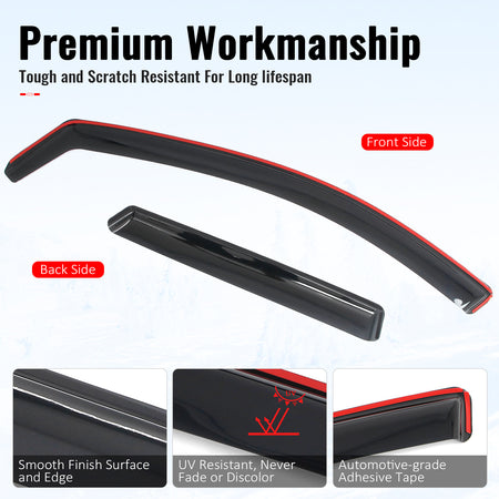 Fits 22-26 Hyundai Santa Cruz In-Channel Window Visors Rain Guards Deflectors