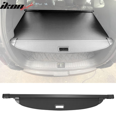 IKON MOTORSPORTS, Rear Retractable Cargo Cover + 3D TPE Trunk Mat, Compatible with 2022-2026 Hyundai Tucson, ABS Aluminum Vinyl Trunk Security Luggage Shield Shade, Carbon Fiber Texture