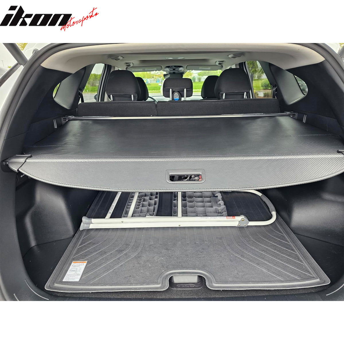 Fits 22-26 Hyundai Tucson Carbon Fiber Texture Rear Cargo Cover + 3D Trunk Mat