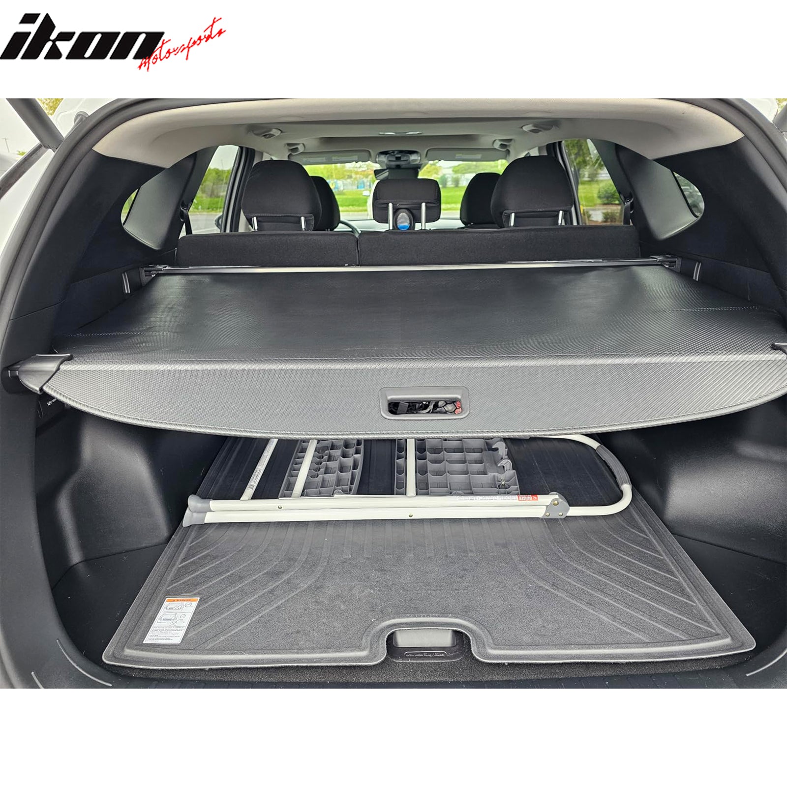 Fits 22-26 Hyundai Tucson Carbon Fiber Texture Rear Cargo Cover + 3D Trunk Mat
