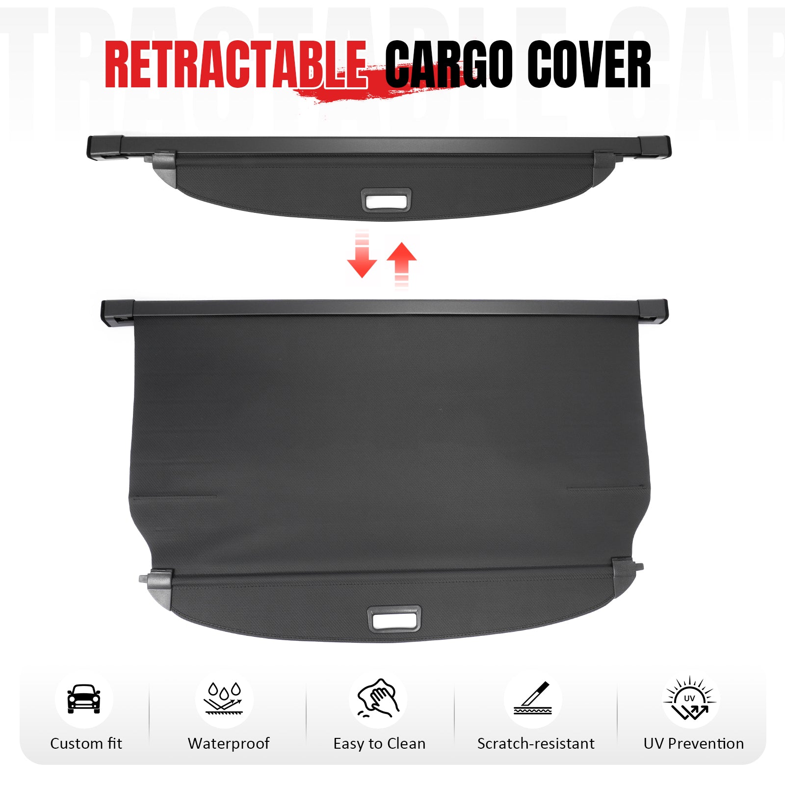 Fits 22-26 Hyundai Tucson Retractable Rear Cargo Cover Carbon Fiber Texture