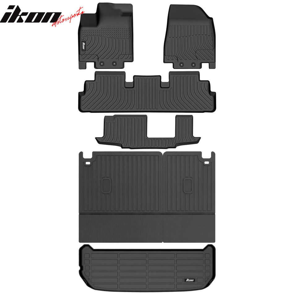2022-2026 INFINITI QX60 7 Seats 3D TPE All Weather Heavy Duty Waterproof Anti-Slip Interior Cargo Liner Carpets Backrest + Floor Mats + Rear Trunk Mat