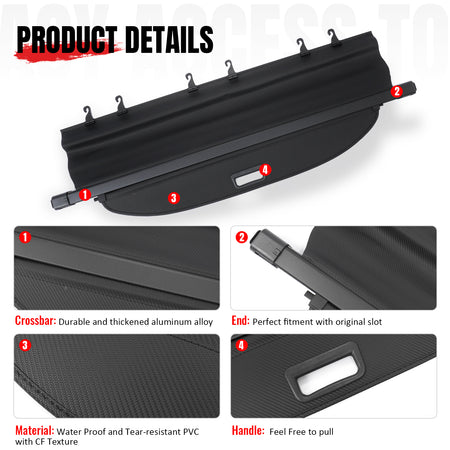 Fits 22-26 Mitsubishi Outlander&PHEV Carbon Fiber Texture Cargo Cover+Trunk Mat