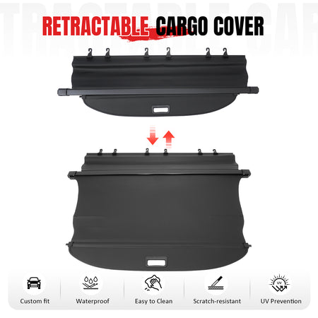 Fits 22-26 Mitsubishi Outlander & PHEV Rear Cargo Cover Carbon Fiber Texture