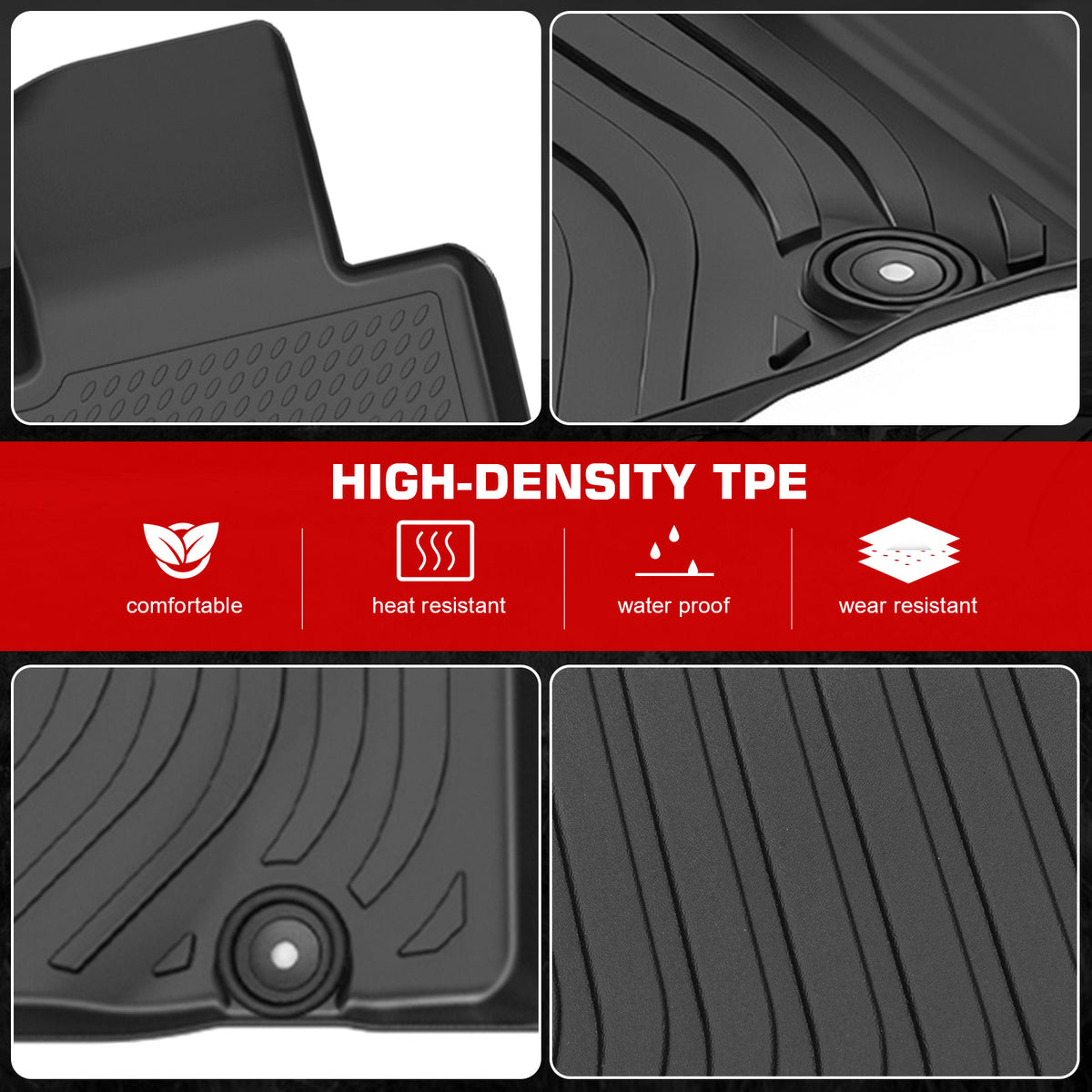 Fits 22-26 Nissan Frontier Crew Cab TPE Floor Mats Liners + 5Ft Truck Bed Mat