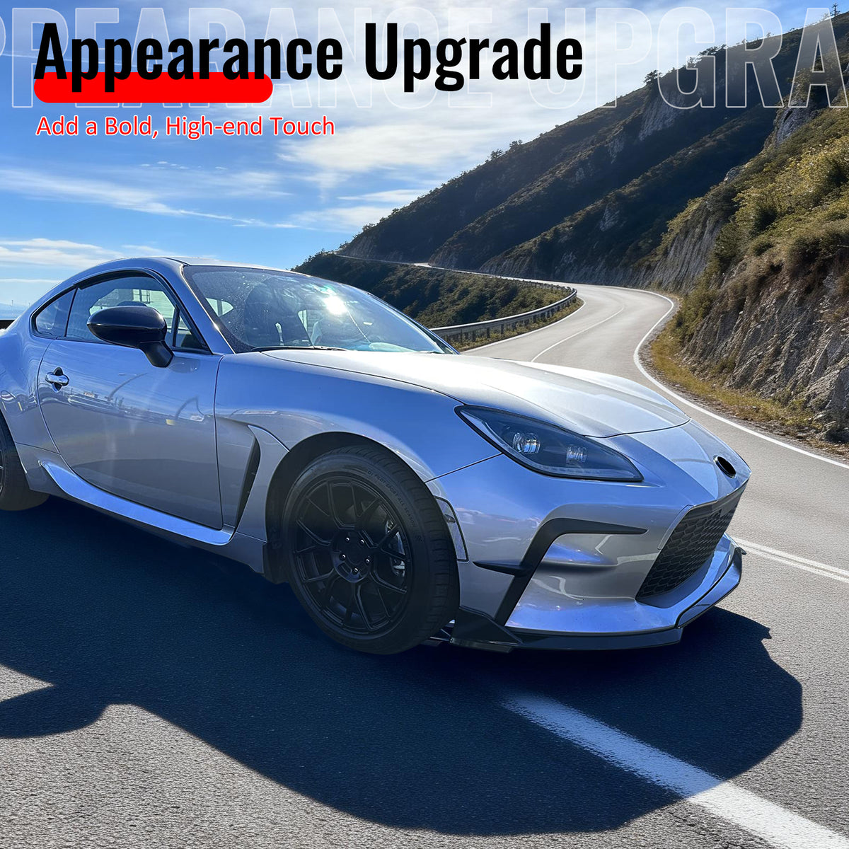 Fits 22-26 Toyota GR86 T Style PP Front Bumper Lip Chin Spoiler Gloss Black