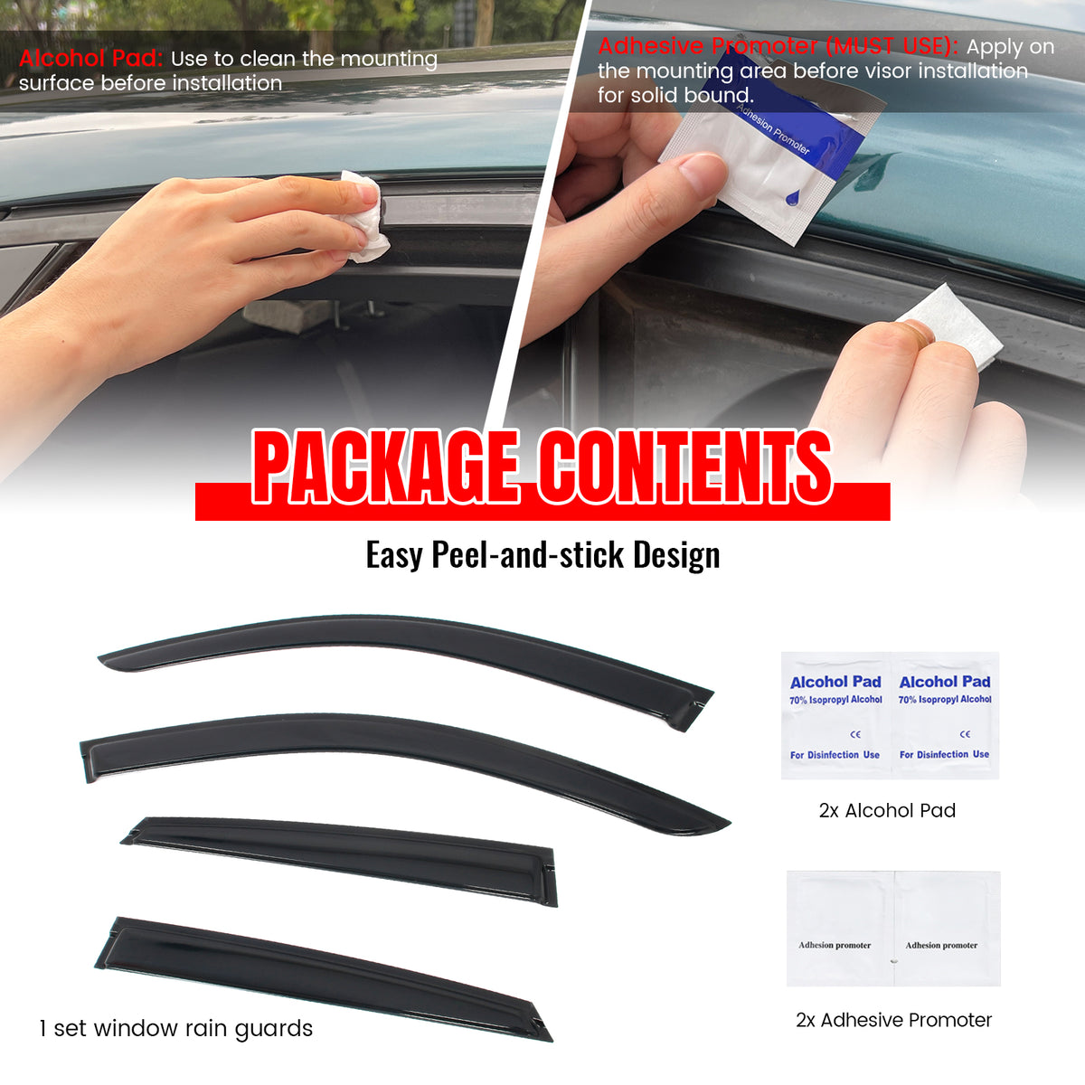 Fits 22-26 Genesis GV70 & Electrified Window Visors Vent Rain Sun Guards Tape-On