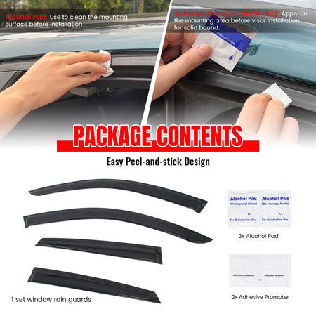 Fits 22-26 Genesis GV70 & Electrified Window Visors Vent Rain Sun Guards Tape-On