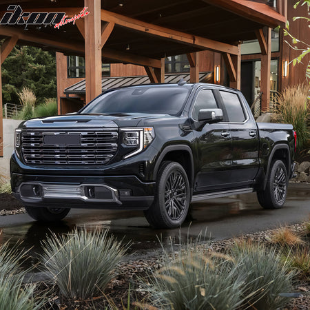 IKON MOTORSPORTS Fog Lights, Compatible with 2022-2026 GMC Sierra 1500, LED White Lens Black Housing Front Bumper Driving Fog Lamp Wiring Switch Kit, Pair