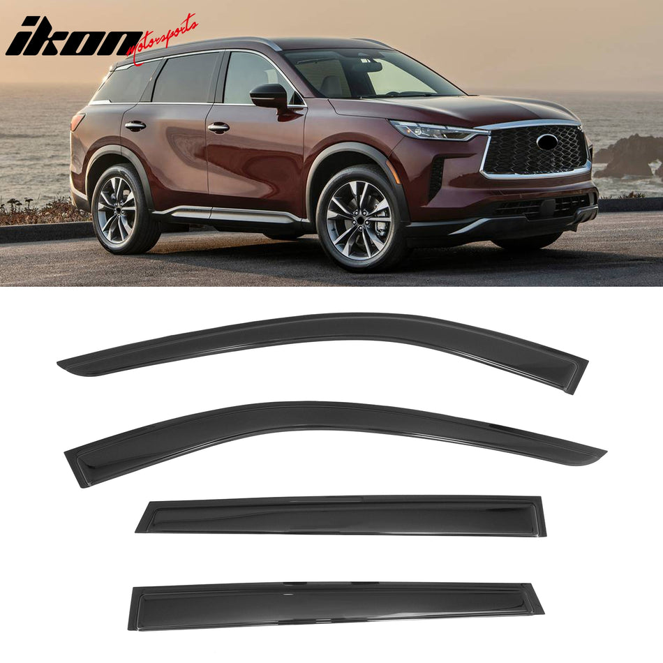 2022-2026 Infiniti QX60 Window Visors Smoke Acrylic Rain Sun Wind Deflectors Guard Shade 4PCS Set
