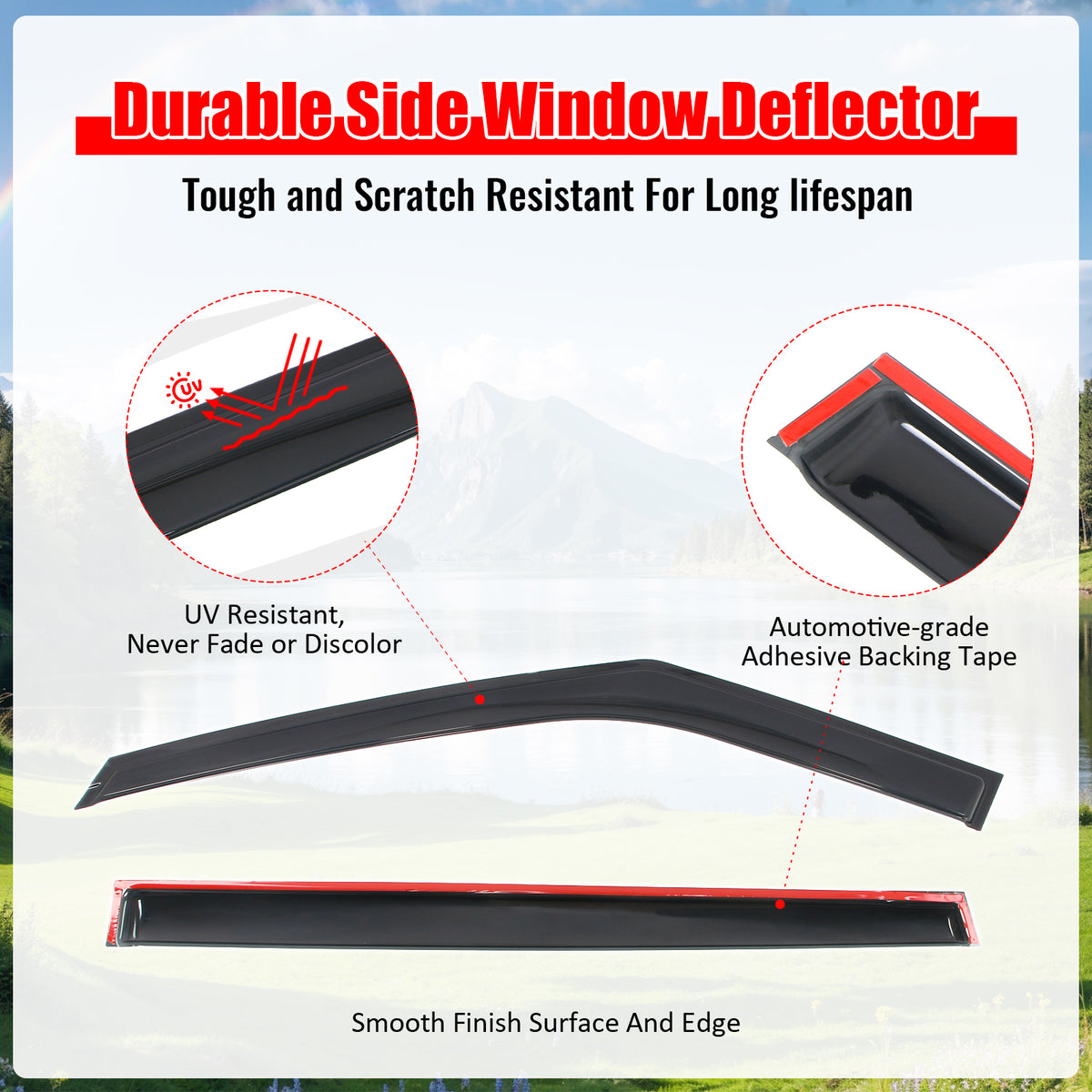 Fits 22-26 Kia Carnival Window Visors Vent Rain Sun Guards Deflectors Tape-On