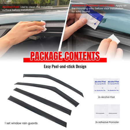 Fits 22-26 Kia Carnival Window Visors Vent Rain Sun Guards Deflectors Tape-On