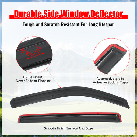 Fits 22-26 Nissan Frontier Crew Cab Window Visors Smoke Acrylic Rain Shade 4PCS