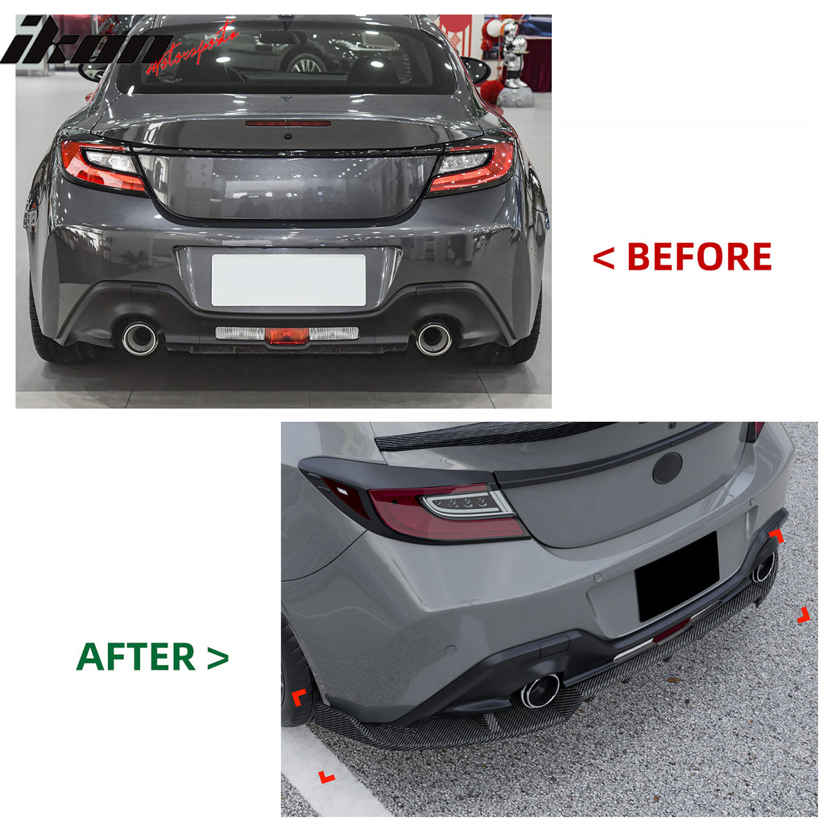 Fits 22-26 Toyota GR86 BRZ IKV1 Rear Bumper Lip AERO VORTEX Carbon Fiber Print