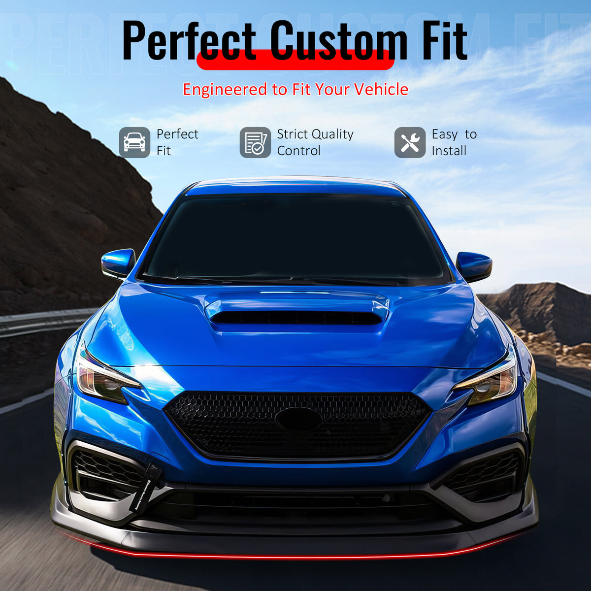 IKON MOTORSPORTS Front Bumper Lip, Compatible with 2022-2026 Subaru WRX, OI Style Wet Carbon Fiber Air Dam Chin Spoiler Protector Splitter 3PCS