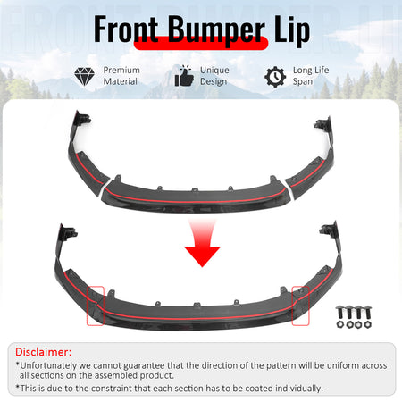 Fits 22-26 Subaru WRX OI Style Front Bumper Lip Spoiler Real Carbon Fiber 3PCS