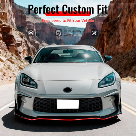 IKON MOTORSPORTS Front Bumper Lip, Compatible with 2022-2026 Toyota GR86 Except Yuzu Edition, T Style Matte Black PP Add-on Air Dam Chin Spoiler Protector Splitter 3PCS