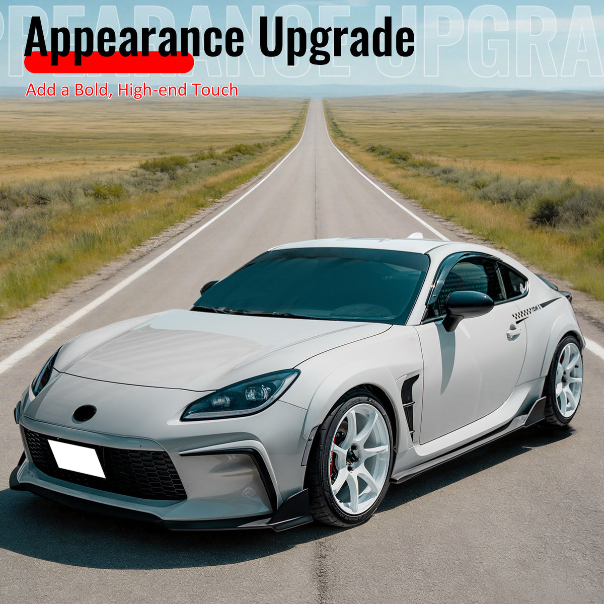 Fits 22-26 Toyota GR86 T Style PP Front Bumper Lip Chin Spoiler Matte Black