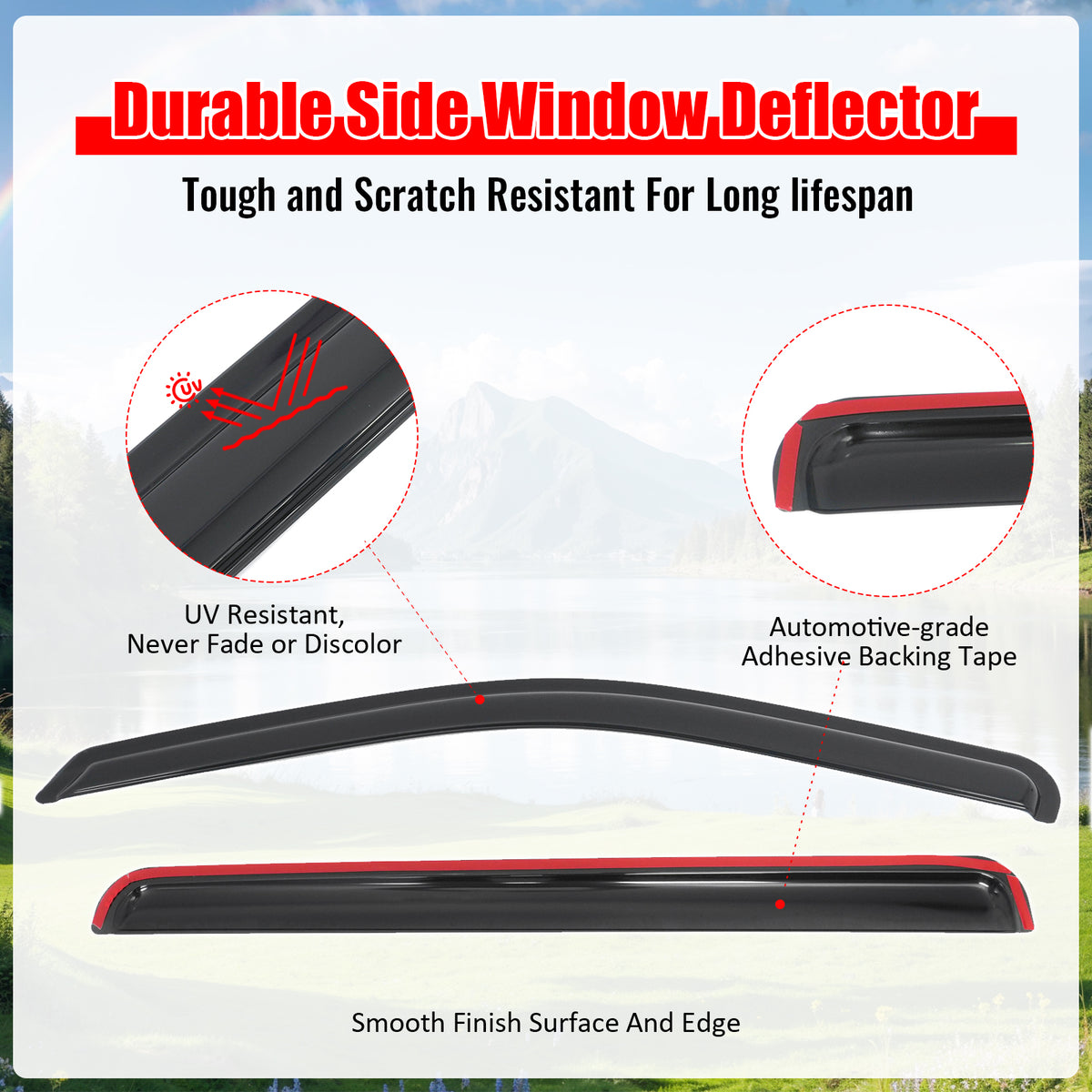 Fits 22-26 Toyota Tundra Crew Cab 4PCS Window Visors Smoke Acrylic Deflectors