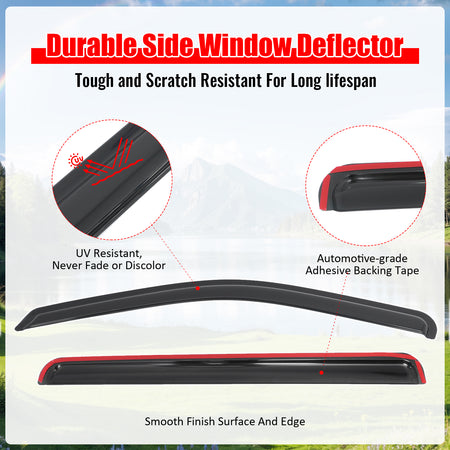 Fits 22-26 Toyota Tundra Crew Cab 4PCS Window Visors Smoke Acrylic Deflectors