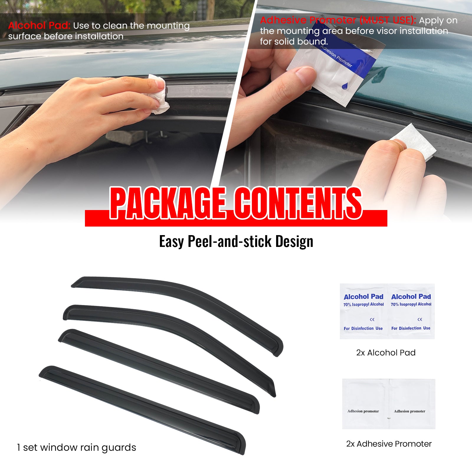 Fits 22-26 Toyota Tundra Crew Cab 4PCS Window Visors Smoke Acrylic Deflectors