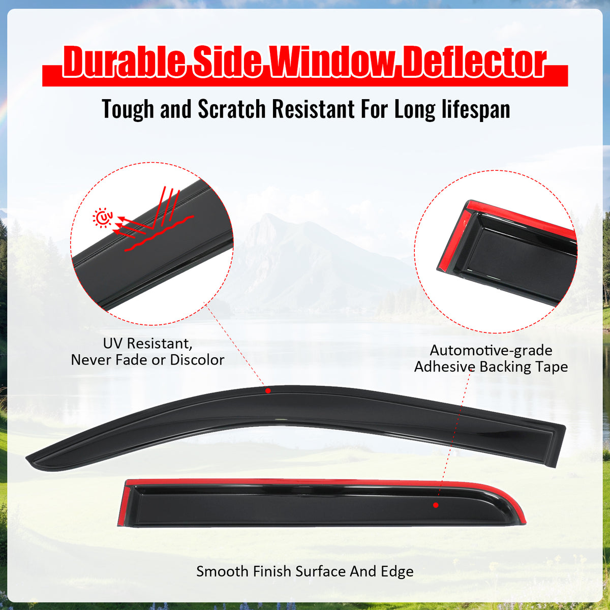 Fits 22-26 Toyota Tundra Double Cab Window Visors Acrylic Rain Deflectors 4PCS
