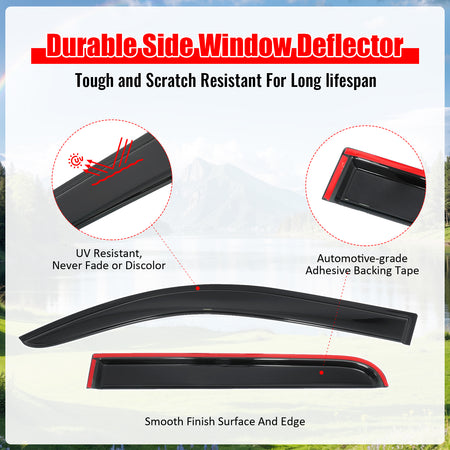 Fits 22-26 Toyota Tundra Double Cab Window Visors Acrylic Rain Deflectors 4PCS
