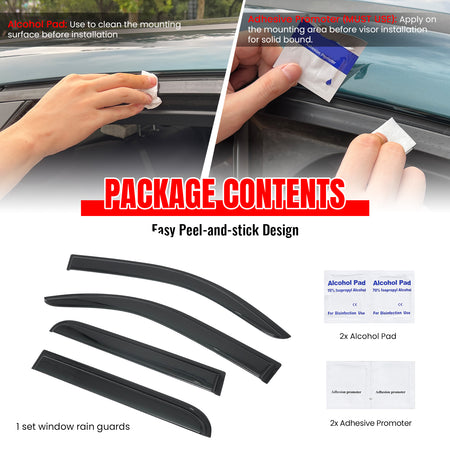Fits 22-26 Toyota Tundra Double Cab Window Visors Acrylic Rain Deflectors 4PCS