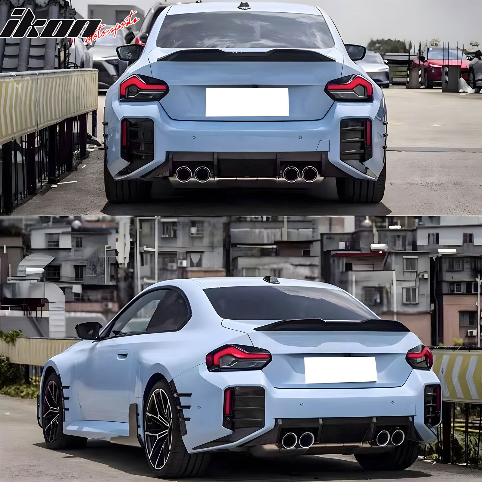 IKON MOTORSPORTS Rear Bumper Lip, Compatible with 2023-2025 BMW G87 M2 All Models,  M Performance Style Gloss Black Carbon Fiber Rear Lower Spoiler Air Dam Chin Valance Splitter