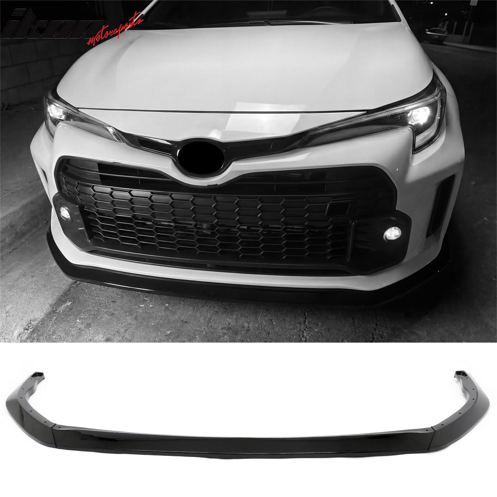 Fits 23-24 Toyota GR Corolla AS Style Front Lip& Side Skirts& Aprons Gloss Black