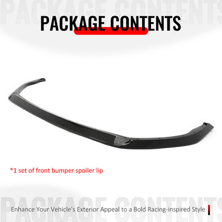For 23-24 Toyota GR Corolla AS Style 3PC Front Bumper Lip Spoiler Gloss Black PP