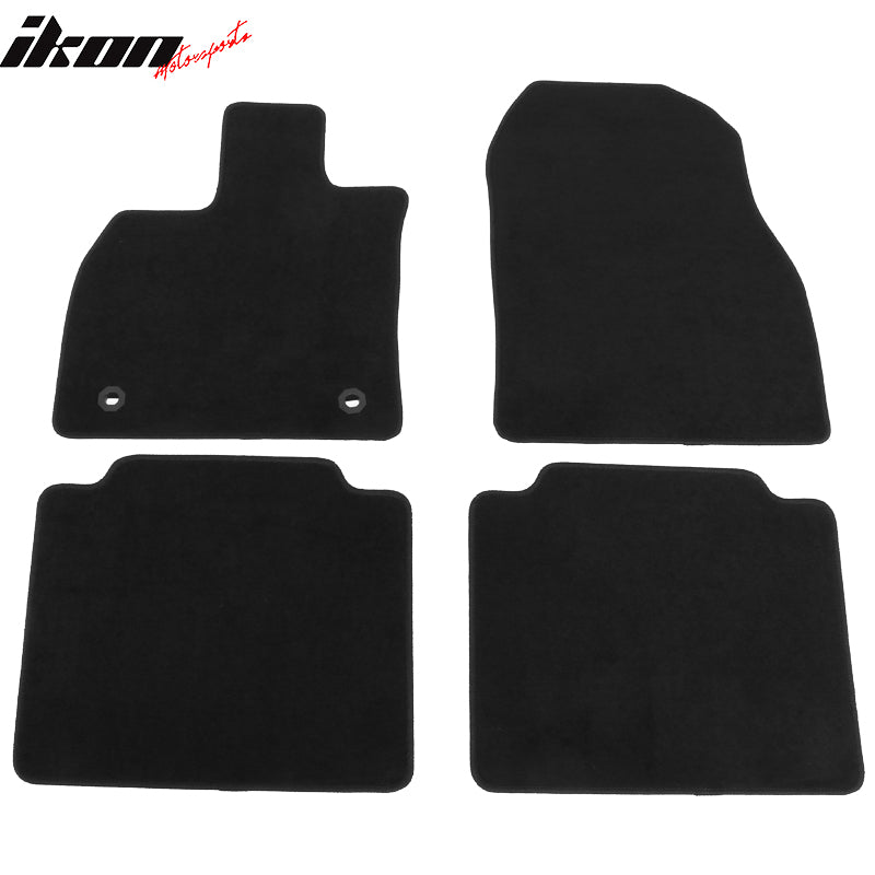 IKON MOTORSPORTS, Nylon Car Floor Mats Compatible with 2023-2025 Toyota bZ4X & Subaru Solterra, Black Driver Passenger Car Carpets, Front Rear 4PCS Full Set