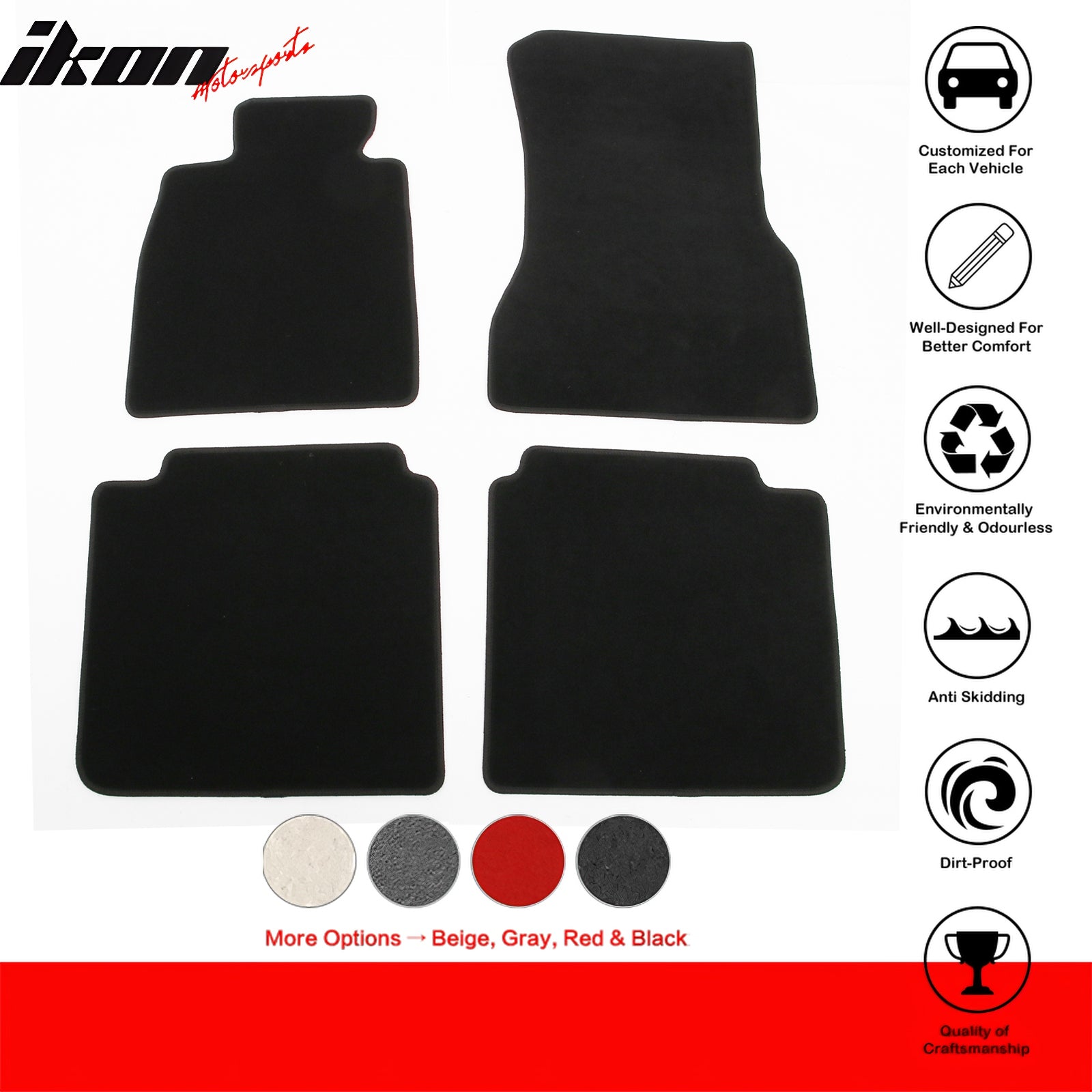 Fits 23-25 BMW I7 & 750e Anti-Slip First Second Row Floor Mats