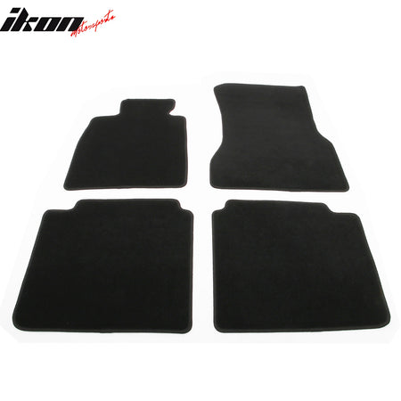 IKON MOTORSPORTS, Nylon Car Floor Mats Compatible with 2023-2025 BMW i7 / 750e xDrive, OE Fitment Style Black Driver Passenger Car Carpets, Front Rear 4PCS Full Set