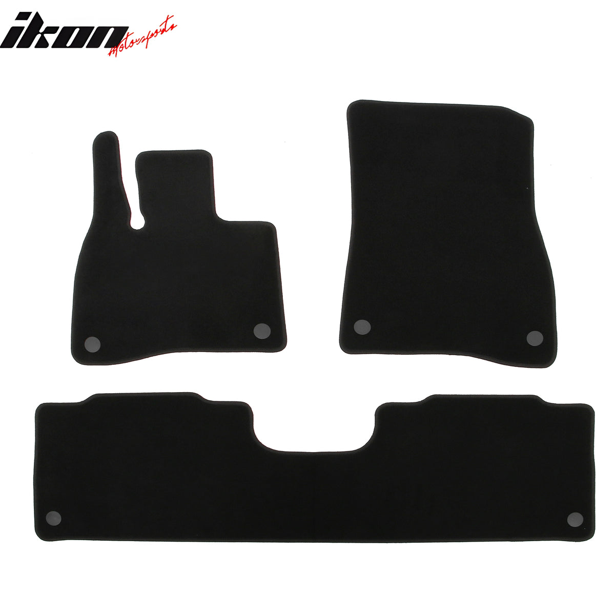 IKON MOTORSPORTS, Nylon Car Floor Mats Compatible with 2023-2025 Mercedes-Benz EQS SUV X296, OE Fitment Style Black Driver Passenger Car Carpets, Front Rear 3PCS Full Set