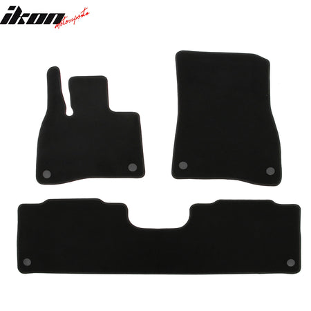 IKON MOTORSPORTS, Nylon Car Floor Mats Compatible with 2023-2025 Mercedes-Benz EQS SUV X296, OE Fitment Style Black Driver Passenger Car Carpets, Front Rear 3PCS Full Set