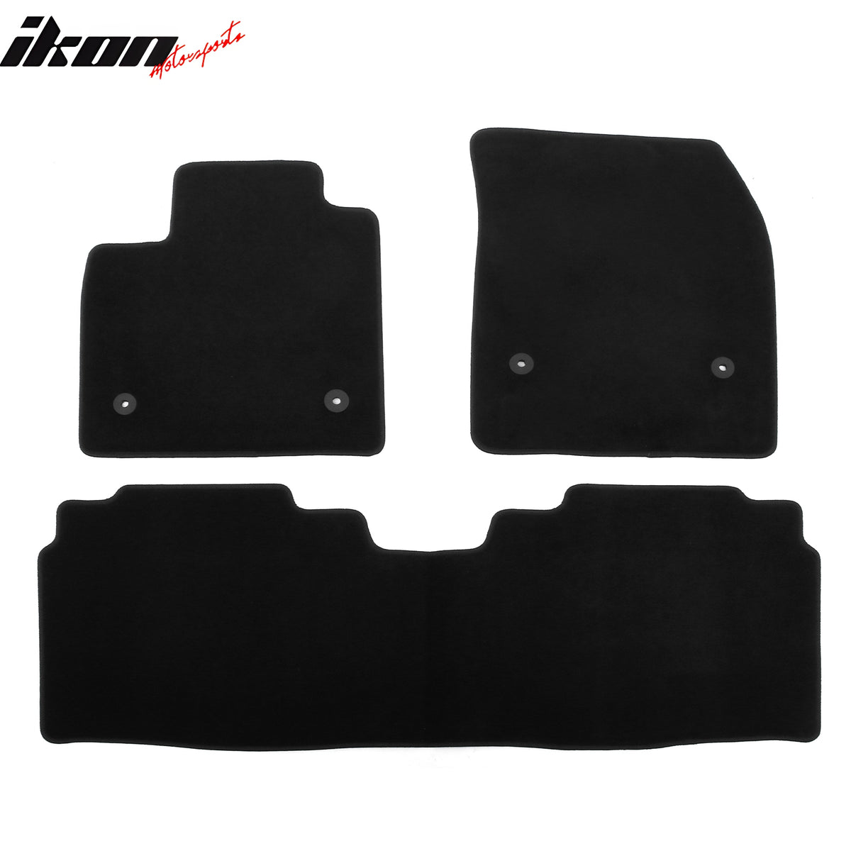 IKON MOTORSPORTS, Nylon Car Floor Mats Compatible with 2023-2026 Cadillac LYRIQ, OE Fitment Style Black Driver Passenger Car Carpets, Front Rear 3PCS Full Set