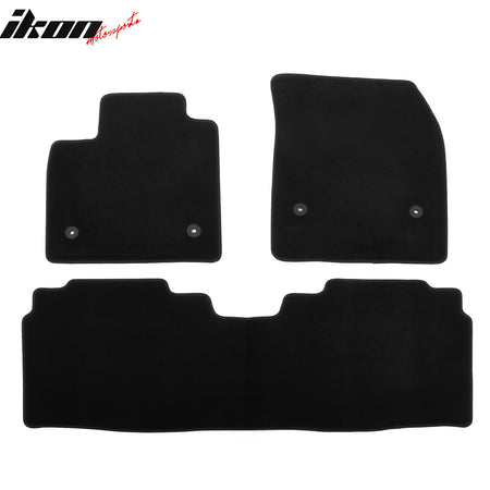 IKON MOTORSPORTS, Nylon Car Floor Mats Compatible with 2023-2026 Cadillac LYRIQ, OE Fitment Style Black Driver Passenger Car Carpets, Front Rear 3PCS Full Set