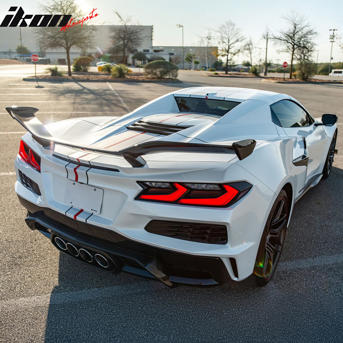 For 23-25 Corvette C8 E-Ray Z06 ZR1 Z07 Style Pearl Black Trunk Spoiler Brackets