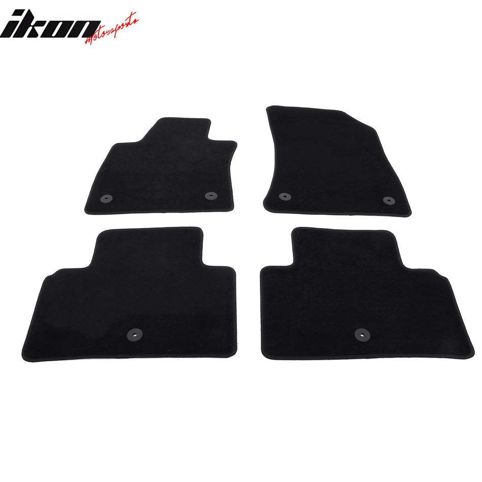 IKON MOTORSPORTS, Nylon Car Floor Mats Compatible with 2023-2025 INFINITI QX55 & 2022-2025 QX50, OE Fitment Style Black Driver Passenger Car Carpets, Front Rear 4PCS Full Set