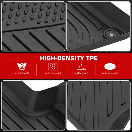 IKON MOTORSPORTS 3D TPE Floor Mats, Compatible with 2023-2025 Maserati Grecale, All Weather Waterproof Non-Slip Floor Liners, Front & 2nd Row Full Set Interior Accessories, Black