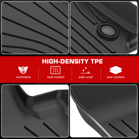 IKON MOTORSPORTS 3D TPE Floor Mats, Compatible with 2023-2025 Nissan Z, All Weather Waterproof Non-Slip Floor Liners, Front & 2nd Row Full Set Interior Accessories, Black