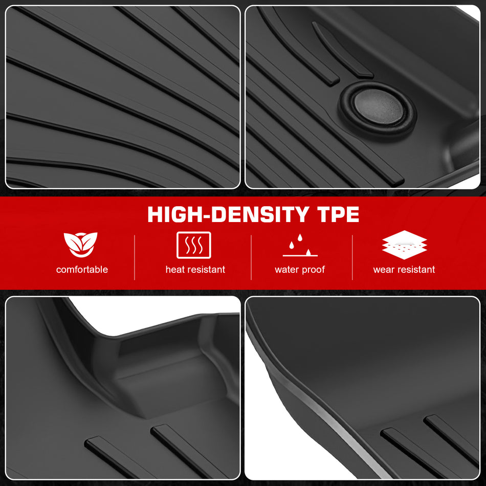 IKON MOTORSPORTS 3D TPE Floor Mats, Compatible with 2023-2025 Nissan Z, All Weather Waterproof Non-Slip Floor Liners, Front & 2nd Row Full Set Interior Accessories, Black